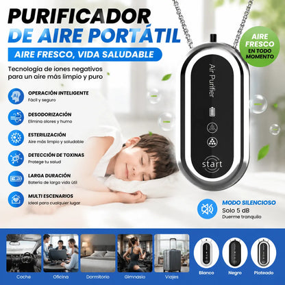 🌬️ Purificador de Aire Personal Portátil, Generador de Iones Negativos, Recargable USB, Compacto y Ligero para Hogar, Oficina y Viajes