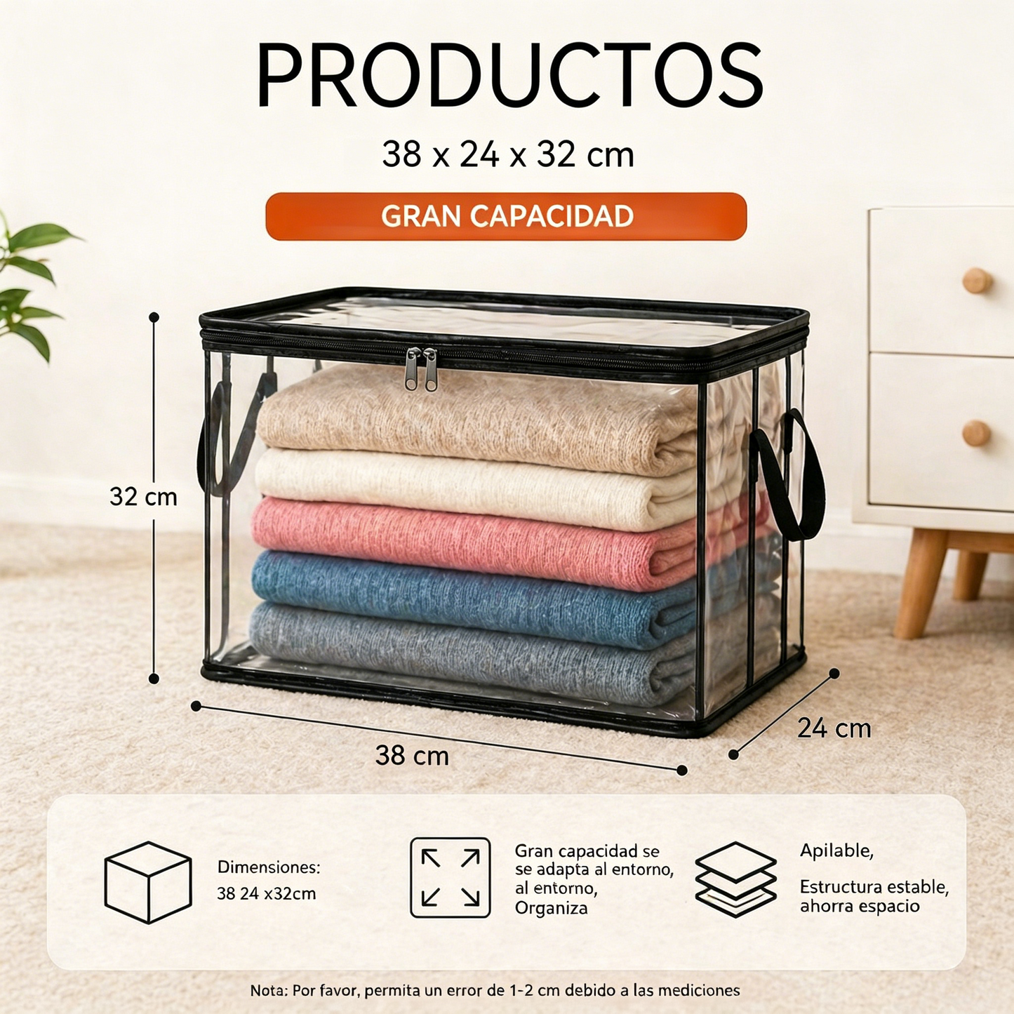 【3 piezas 25€】📦Bolsa de almacenamiento de plástico transparente, grande, resistente y gruesa para ropa, mudanzas y almacenamiento
