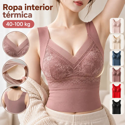 【3 piezas】【40-100 kg】Ropa interior de encaje de terciopelo de ganso de otoño e invierno, espalda hermosa, accesorios para fruncir el pecho, prevención de la flacidez del pecho