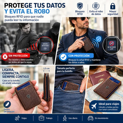 Cartera delgada para hombre con bloqueo RFID