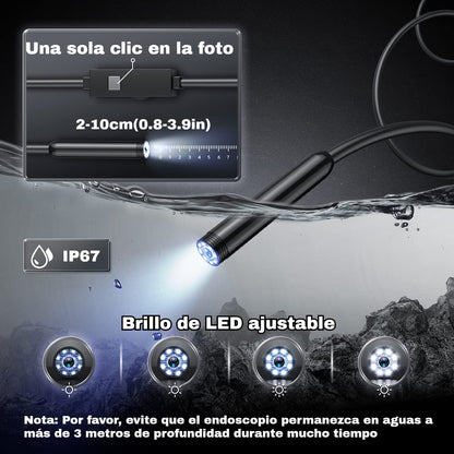 ‼️【5M】Cámara endoscópica plug and play - HD 1080p, resistente al agua IP67 y funciona directamente con iPhone, Android y iPad