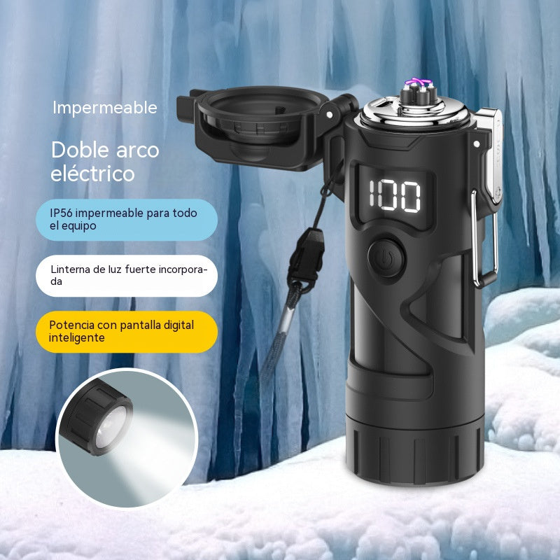💥💥Linterna portátil multifuncional de alta potencia con encendido por arco doble, sellada e impermeable.