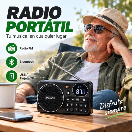 Reproductor de música con radio Bluetooth portátil, puede insertar tarjetas y unidades flash USB