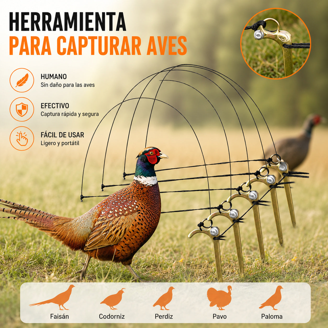 【Compra 5 y obten 5 gratis】【10 piezas】 Trampa para pájaros de tamaño mediano, adecuada para pollos, faisanes, ánades reales, perdices y patos.