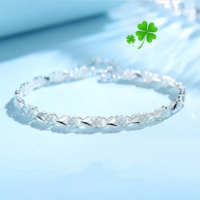 💖Új divatos 925 sterling ezüst női karkötő🍀