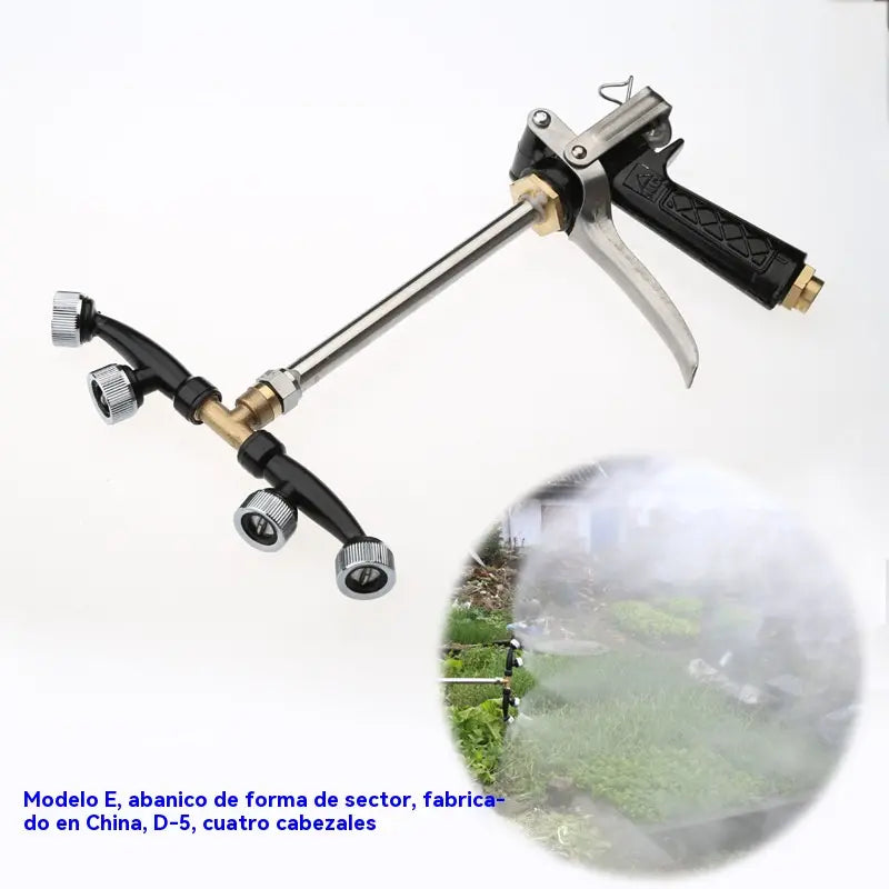 Nueva pistola pulverizadora de área amplia con niebla fina de cuatro cabezales en forma de abanico de acero inoxidable a prueba de óxido