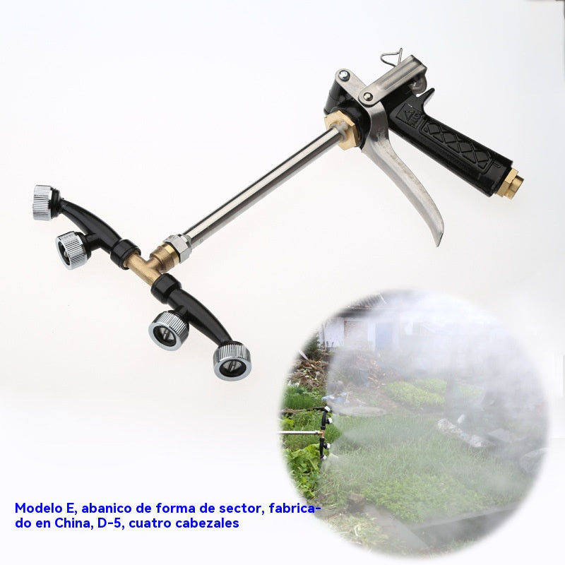 Nueva pistola pulverizadora de área amplia con niebla fina de cuatro cabezales en forma de abanico de acero inoxidable a prueba de óxido