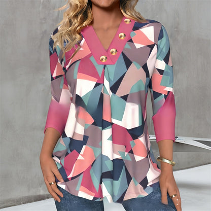 ✨【Oferta por tiempo limitado】Camisa con botones y estampado retro para mujer (2026)