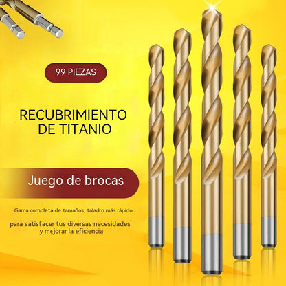🔥 ¡A mitad de precio por tiempo limitado! 🔧 ¡Herramientas de alto rendimiento preferidas por artesanos expertos! Directo de fábrica: Juego de 99 brocas con recubrimiento de titanio.