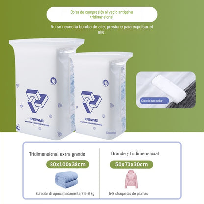🧳【3D extragrande*1 + 3D grande*2】3 artículos por solo 26 euros💨Bolsa de almacenamiento de compresión 3D gruesa antiácaros