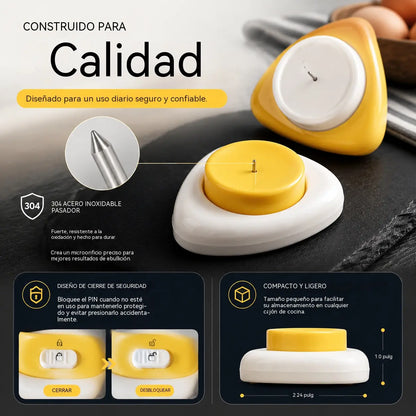 (Paquete de 2) 🥚 Perforador de huevos – Cuece huevos a la perfección fácilmente – Cuenta con cierre de seguridad y fabricación en acero inoxidable 304.