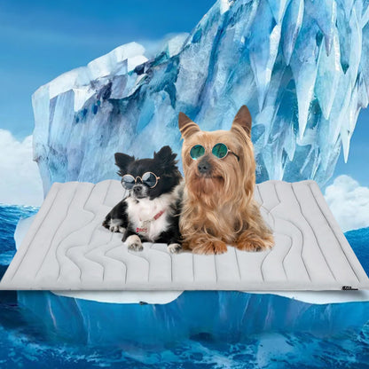 ❄️ Alfombrilla refrescante para mascotas hecha de material de seda helada lavable🧼, antideslizante🛟 | Adecuada para perros grandes