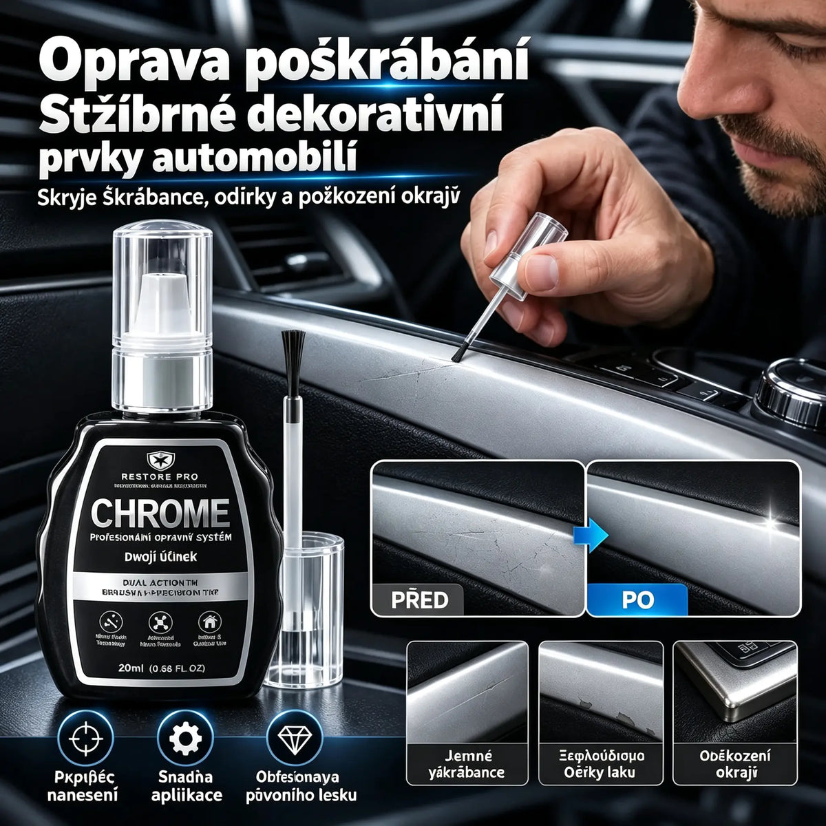 2 kusy za pouhých 500 českých korun 🥳 Nejprodávanější produkt 🥳 💞 ✨🚗 Sada pro obnovu chromu – odstraní oxidovou vrstvu a obnoví dokonalý lesk kovového povrchu | Špičková kvalita