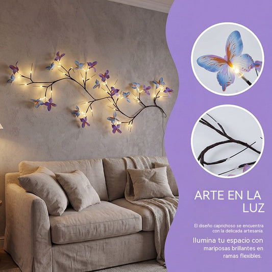 ✨ Luces LED Flexibles en Forma de Enredadera con Mariposas – Decora tu Hogar con un Ambiente Mágico y Cálido 🦋💡