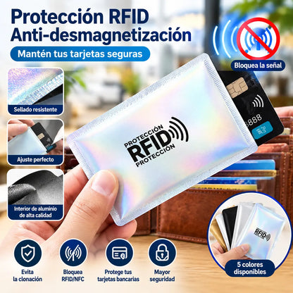 【8 piezas】🔒 8 Fundas con Bloqueo RFID para Tarjetas – Protección para Tarjetas Bancarias e Identificación
