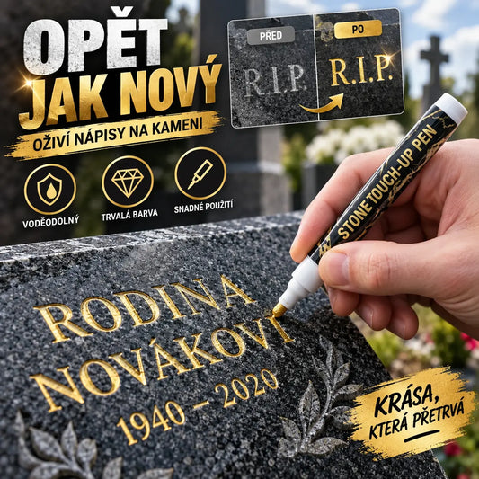 🐦【2 položky】Zlatý popisovač na náhrobní kameny pro obnovu vybledlých nápisů na hrobech