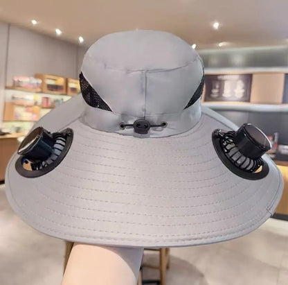sombrero de sol de doble abanico