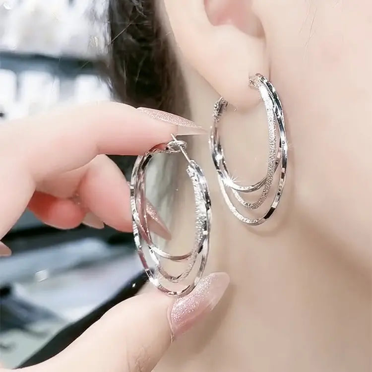 Pendientes de aro grandes de plata de ley 925