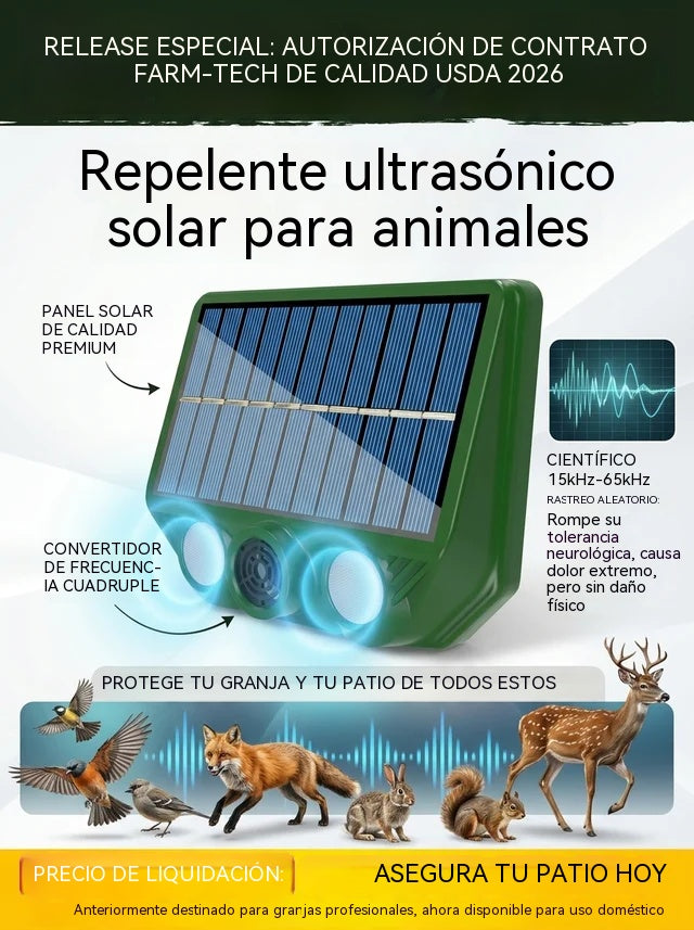 🔥【Oferta especial】🔥Repelente solar ultrasónico para animales para exteriores: puede ahuyentar pájaros y animales.