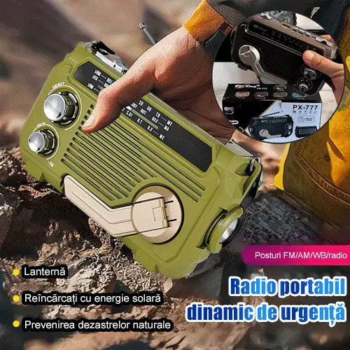 🔦 Radio de emergencia portátil con carga manual y luz LED