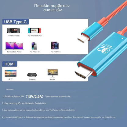 Adapterski kabel USB-C v HDMI za Switch