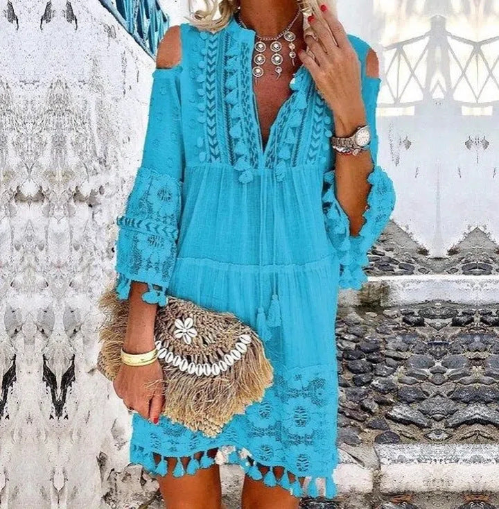 👗Vestido holgado de algodón y lino bordado para mujer🌸