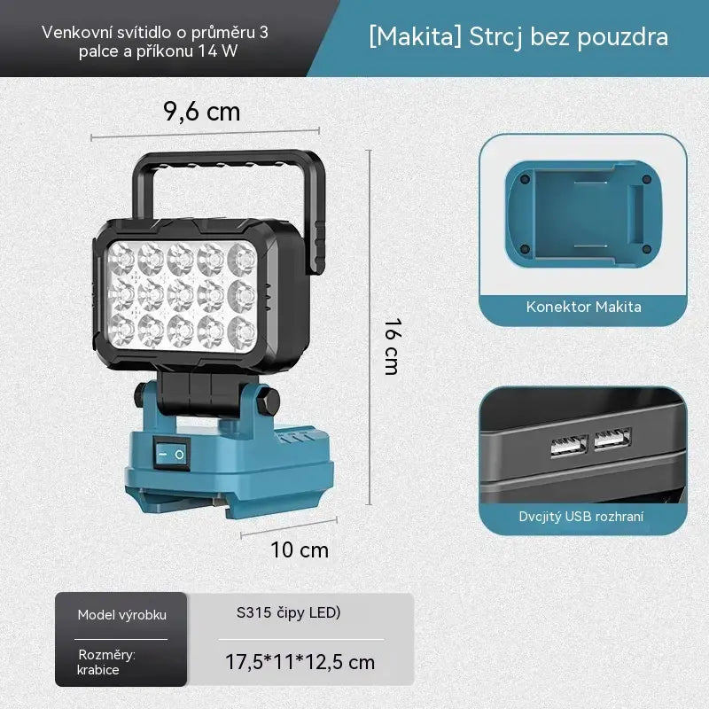 🔄💡Svítilna na lithiovou baterii s USB rozhraním, vhodná pro opravy aut apod.