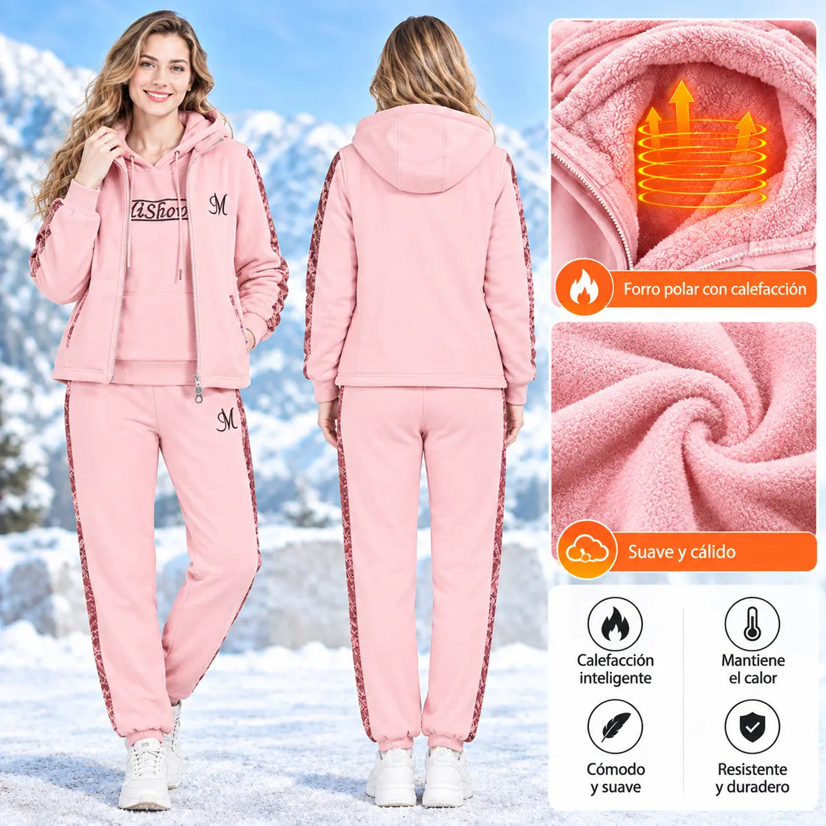 🔥【pantalón + suéter + chaqueta】Nuevo conjunto deportivo y casual de otoño/invierno 2025, acolchado y grueso.