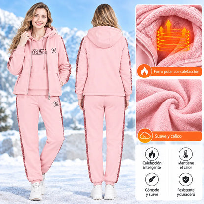 🔥【pantalón + suéter + chaqueta】Nuevo conjunto deportivo y casual de otoño/invierno 2026, acolchado y grueso.