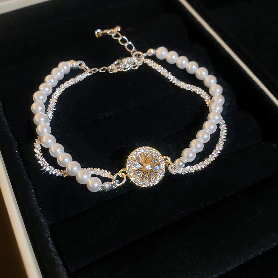 🌟🌟Pulsera francesa vintage con circonitas, estrellas y perlas