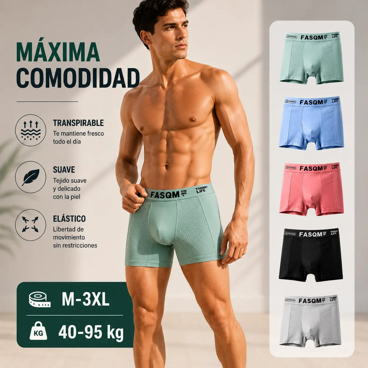 💥👍【Compre 3 y obtenga 3 gratis】【L-4XL】Calzoncillos bóxer de malla transpirable de seda helada para hombre