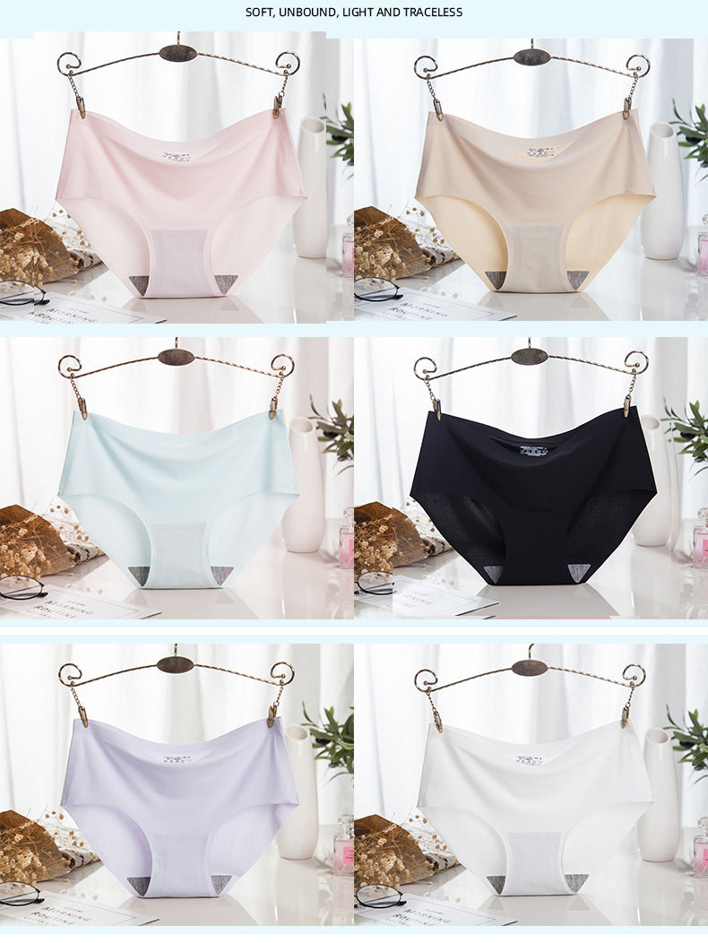 【6 piezas】Ropa interior de seda helada sin costuras para mujer