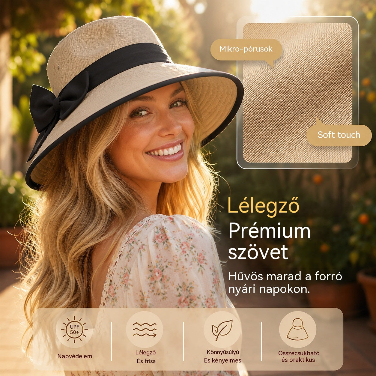 🌞📢 50% kedvezmény! 👒 Női széles karimájú napkalap masnival: Könnyű, lélegző és UV-védő 🌸