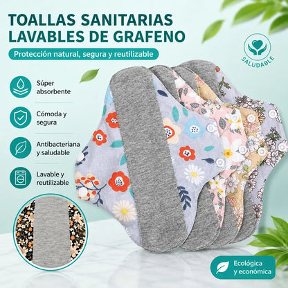 🔥【5 piezas 24 euros】Almohadilla antibacteriana de algodón y grafeno lavable