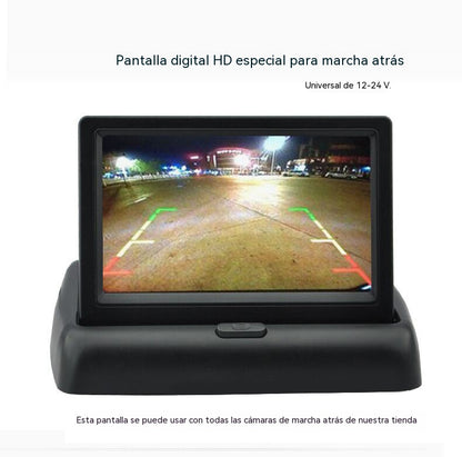 【Kit completo】Pantalla plegable de 4,3 pulgadas para cámara de marcha atrás para coche — [Pantalla para cámara de marcha atrás + Cámara + Cable de conexión]