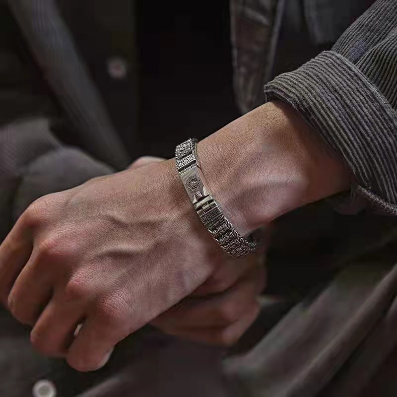 🔥Pulsera de cuentas retorcidas de plata S925 para hombre