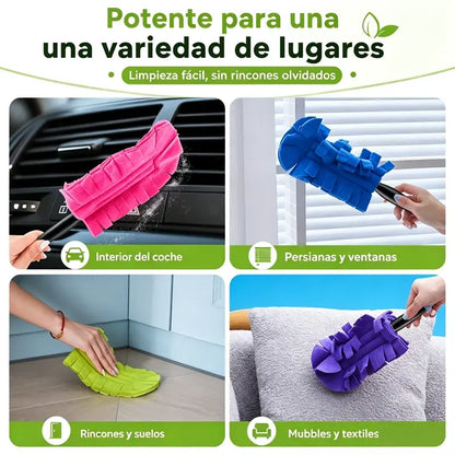 🧹✨ Plumero de Microfibra 360° con Cabezal Giratorio — Limpieza en Seco y Húmedo para Polvo, Pelos y Suciedad