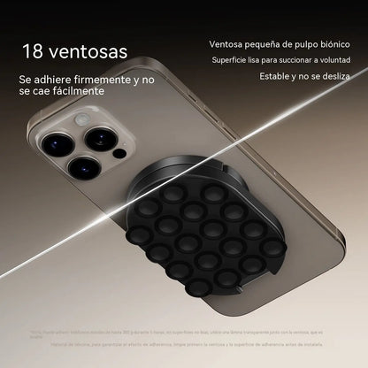 Este soporte para teléfono, plegable y giratorio, con ventosas e imanes, es un soporte multifuncional tres en uno para coche, un dispositivo muy versátil.