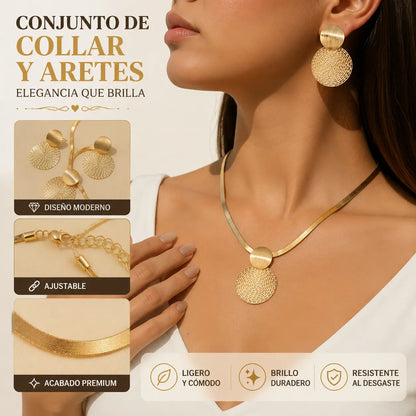 【Collar + Pulsera】 Conjunto de collar y pendientes moderno y elegante  Elegante y clásico, ideal para el día a día y fiestas