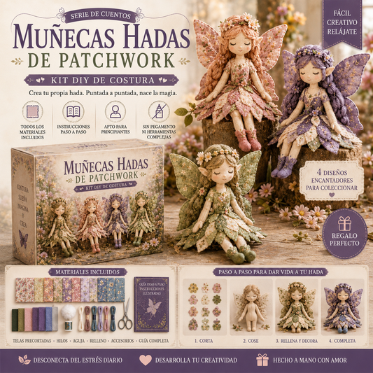 🌸50% de descuento - Serie de costura de cuentos de hadas - Set de muñecas de hadas de patchwork para hacer tú mismo✨👼
