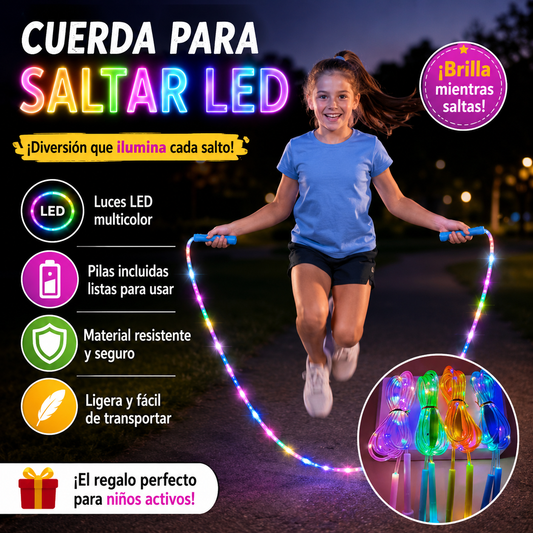 🏃【Compra 1 y llévate 1 gratis】🌈 Cuerda para saltar con luz LED para niños
