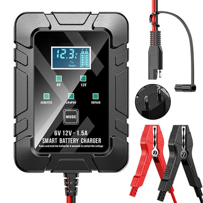 ⚡Cargador automático de baterías de 1,5 A, 6 V y 12 V: ¡Carga segura, rápida y eficiente! 🚗🔋