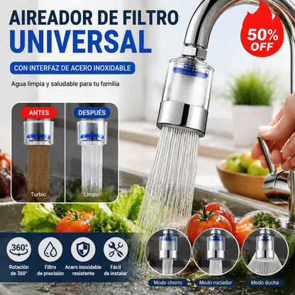 Aireador de filtro universal con interfaz de acero inoxidable