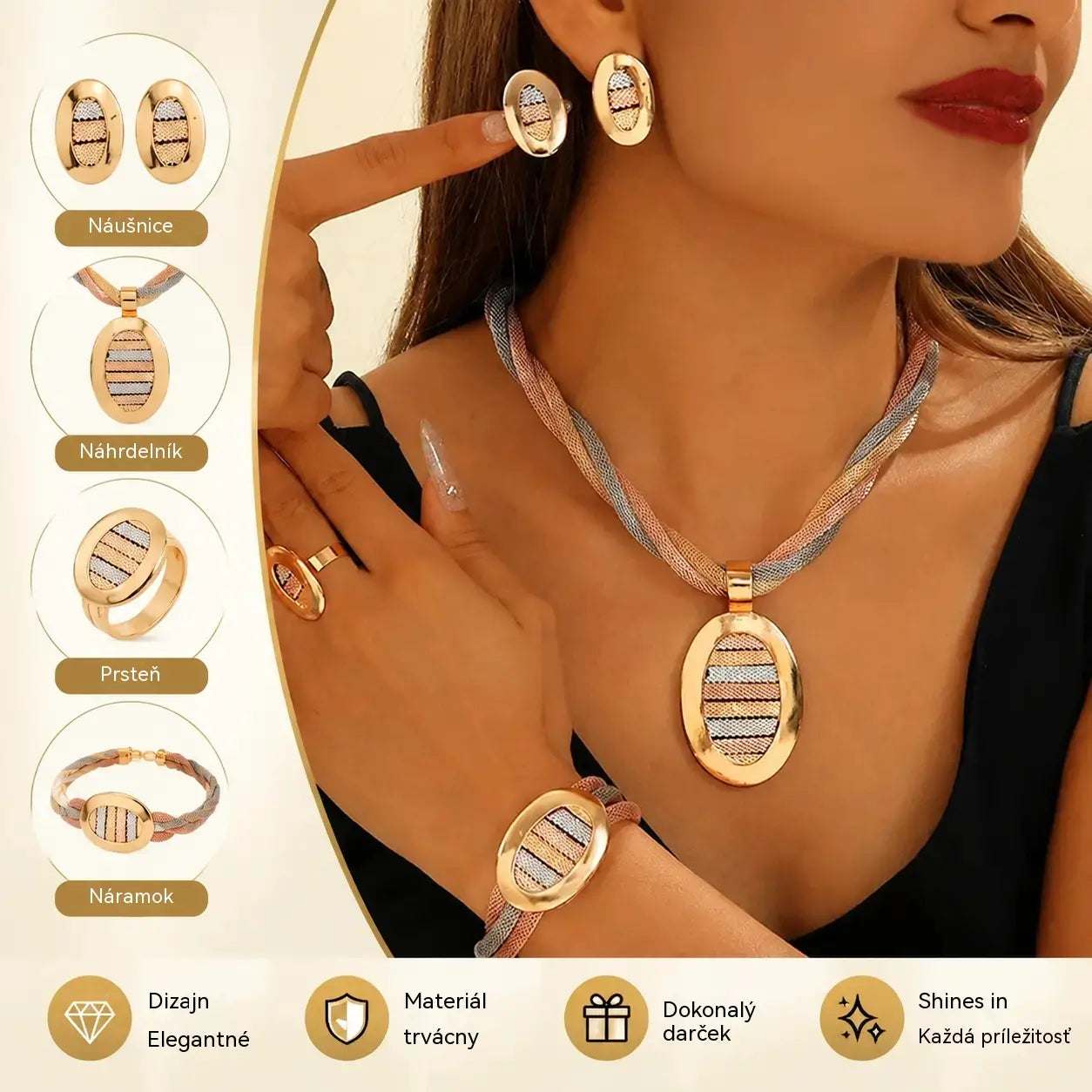 📢📢 ZĽAVA 50%! ⏰ Elegantná 4-dielna sada šperkov s kamienkami