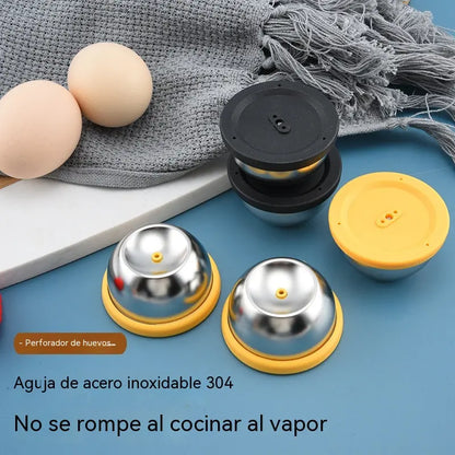 (Paquete de 2) 🥚 Perforador de huevos – Cuece huevos a la perfección fácilmente – Cuenta con cierre de seguridad y fabricación en acero inoxidable 304.