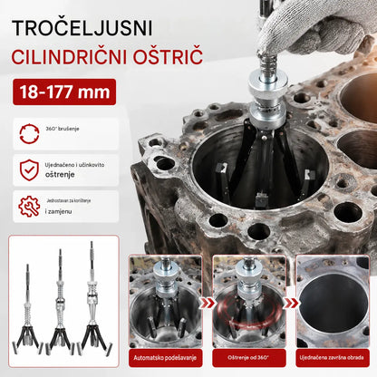 【51-177mm】Profesionalna tročeljusna brusilica za cilindre motora, podesiva 51-177 mm, poseban alat za brušenje cilindara za popravak, brzo popravljanje stijenki cilindara.