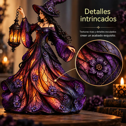 🧙‍♀️ Figura de bruja gótica de Halloween con farol LED 🧙‍♀️