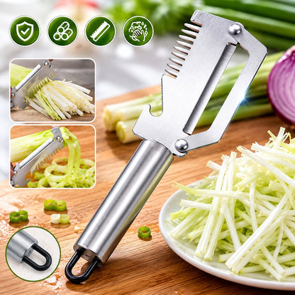 ✅Compra 1 y llévate 1 gratis（2 piezas）🧅🔪 Pelador de cocina multifuncional 3 en 1: ¡Pela, corta y abre tapones de botellas! 🔥