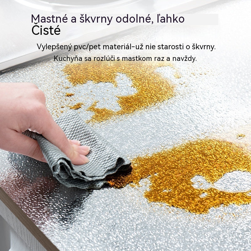 【40cm*5m】🛡️ Odnímateľná hliníková fólia s lepidlom – odolná voči mastnote, teplu a ľahko sa čistí