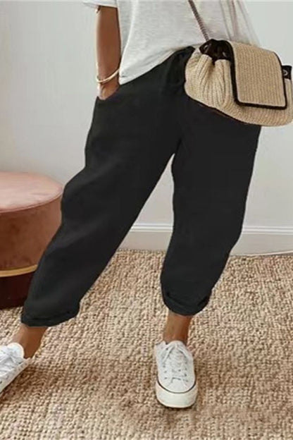 ☀️REBAJAS DE VERANO 50% DE DESCUENTO😍 Capris casuales de algodón y lino para mujer: transpirables, cómodos y con un estilo chic sin esfuerzo.